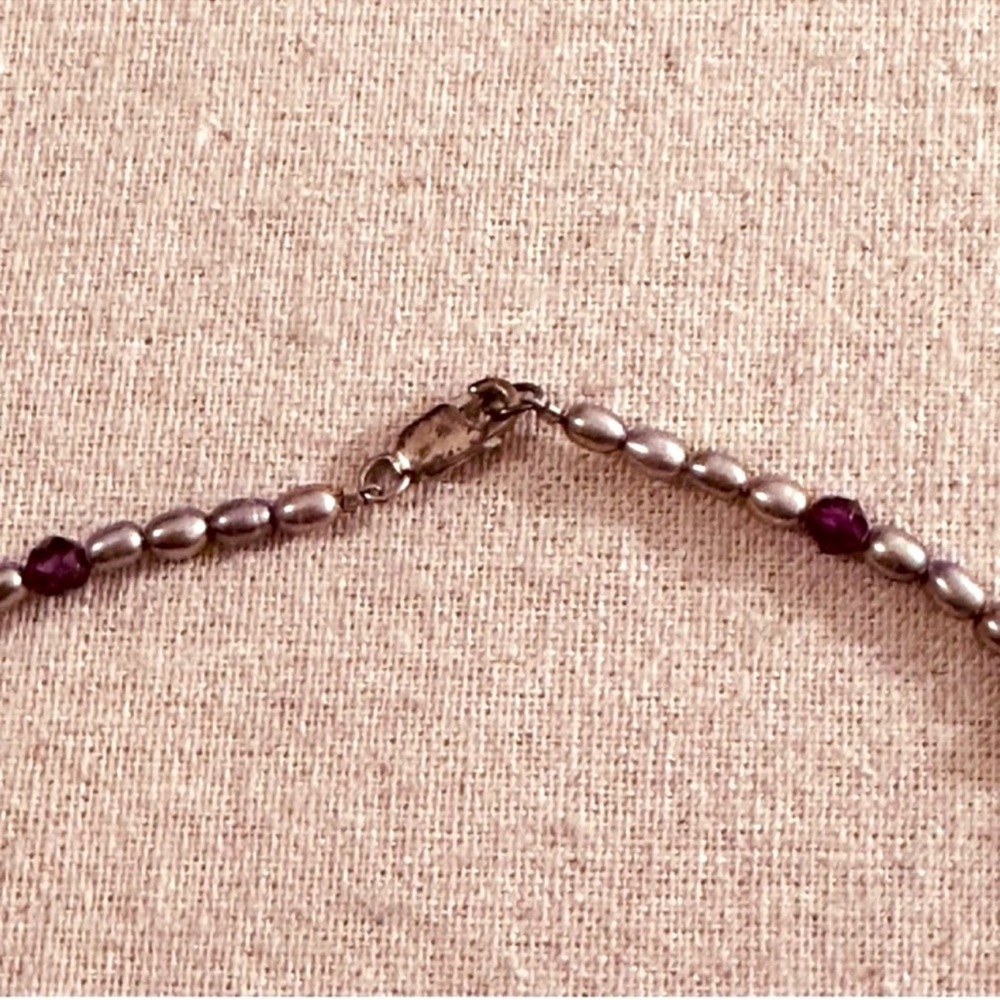 Lord & Taylor | Necklace | Freshwater Pearl with Garnet Stations Necklace - Picture 2 of 6
